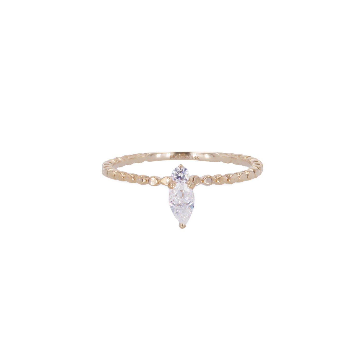 0.24 CTW DEW Pear Moissanite Stackable Band in 14K Yellow Gold