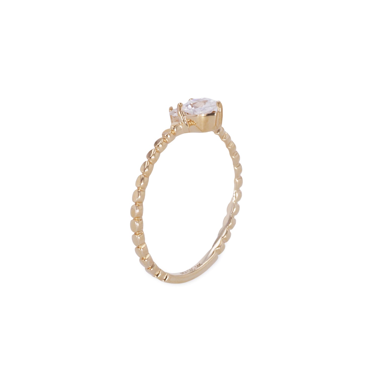 0.24 CTW DEW Pear Moissanite Stackable Band in 14K Yellow Gold