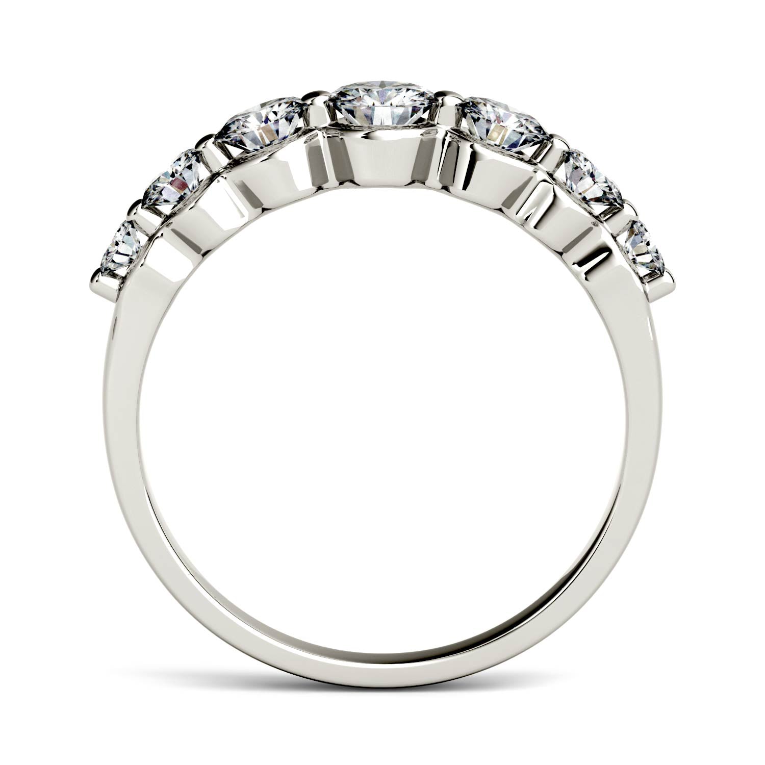 0.87 CTW DEW Round Moissanite Graduated Anniversary Ring in 14K White Gold