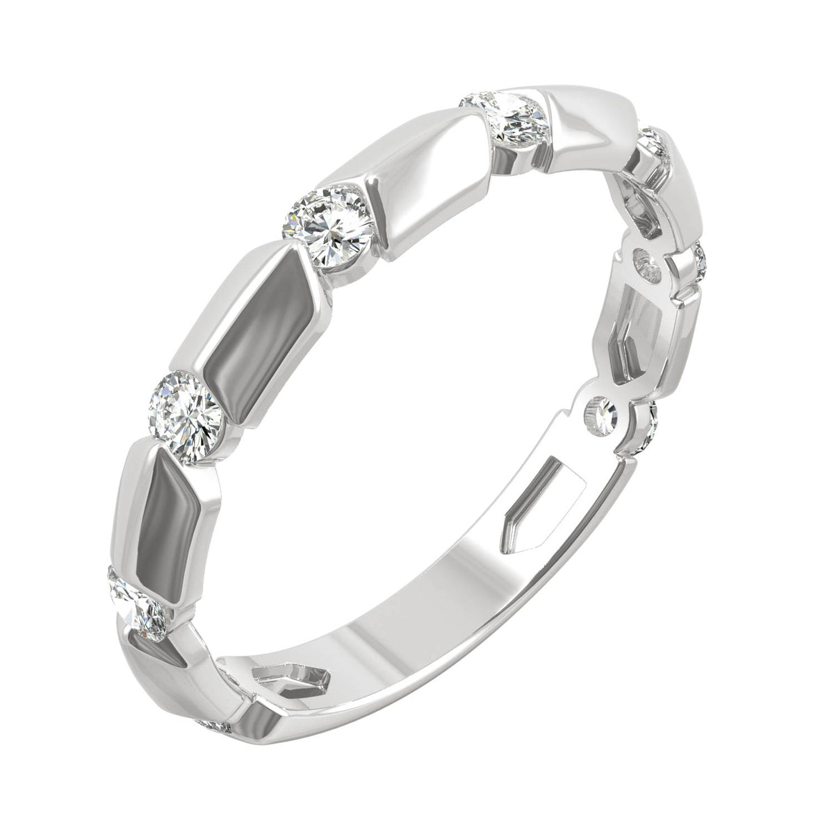 0.48 CTW DEW Round Moissanite Stackable Ring in 14K White Gold