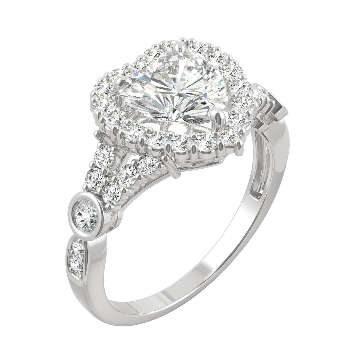 1.79 CTW DEW Heart Moissanite Engagement Ring in 14K White Gold