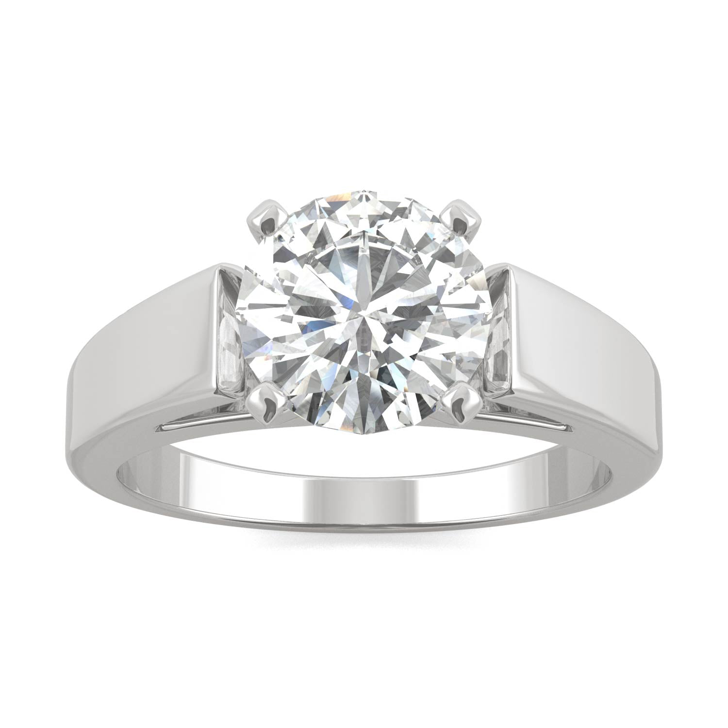 1.9 CTW DEW Round Moissanite Solitaire Engagement Ring in 14K White Gold