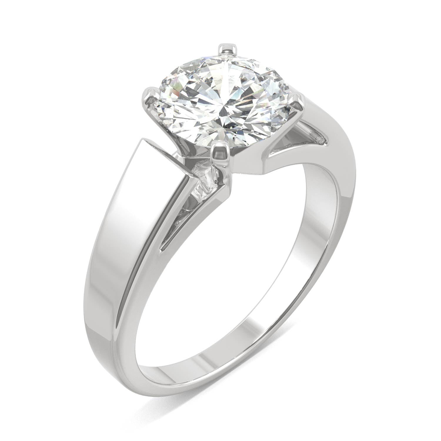 1.9 CTW DEW Round Moissanite Solitaire Engagement Ring in 14K White Gold