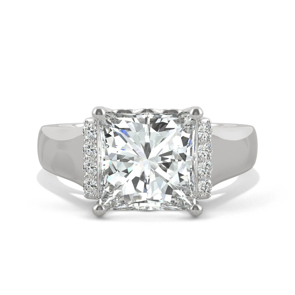 3.72 CTW DEW Square Moissanite Fashion Ring in 14K White Gold