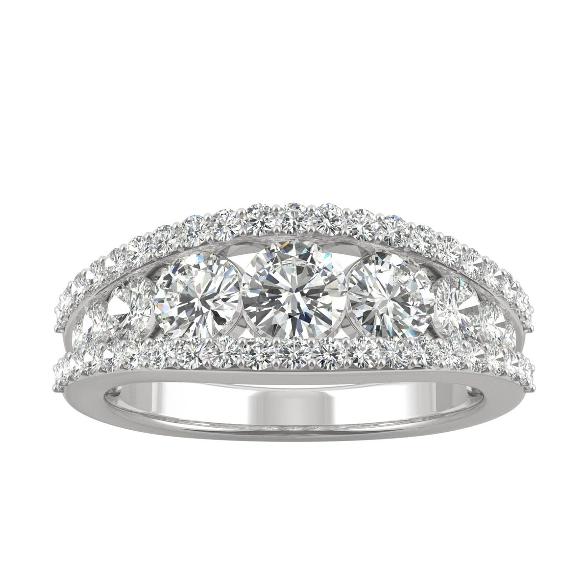 1.53 CTW DEW Round Moissanite Graduated Band in 14K White Gold