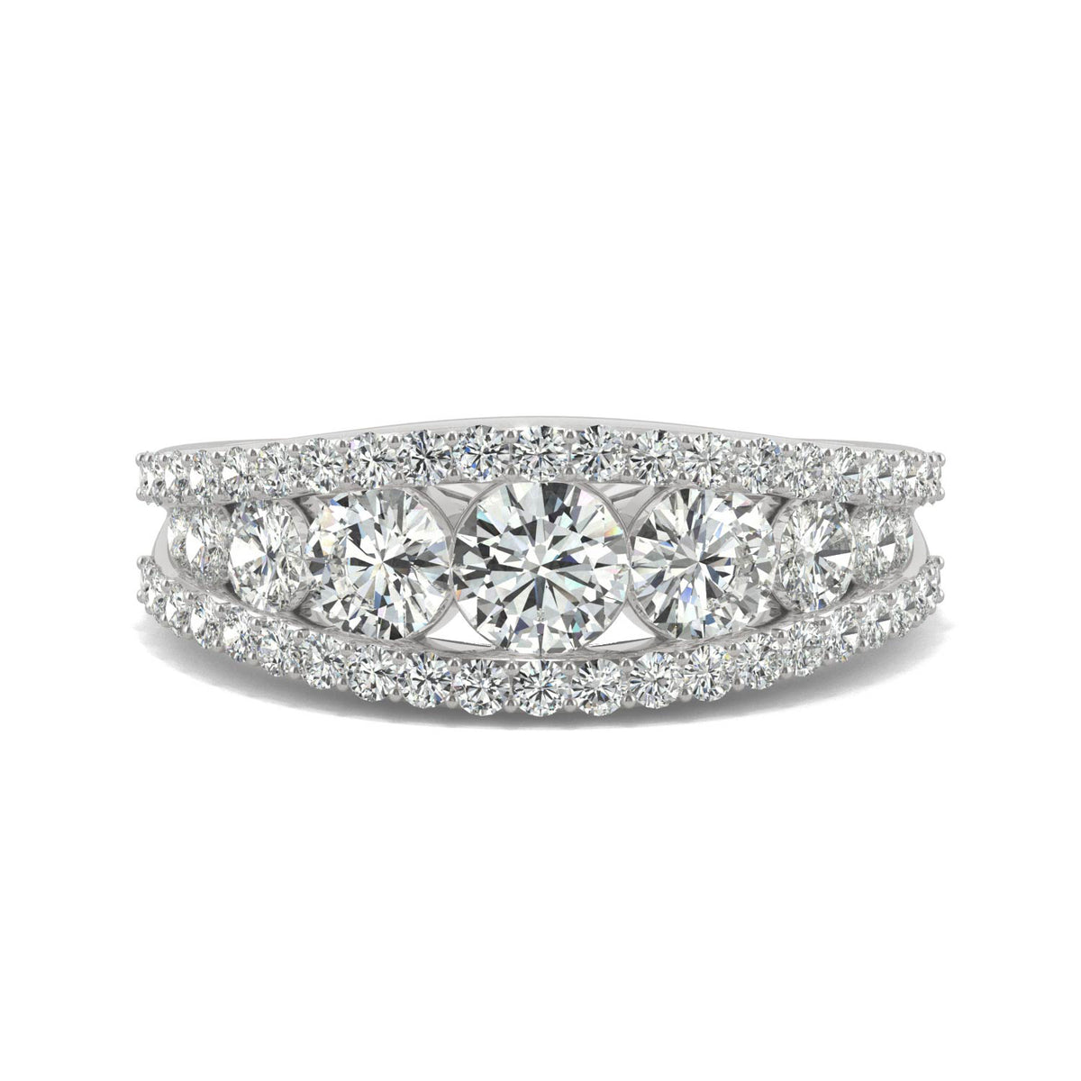 1.53 CTW DEW Round Moissanite Graduated Band in 14K White Gold
