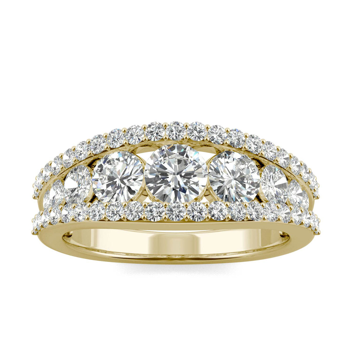 1.51 CTW DEW Round Moissanite Graduated Band in 14K Yellow Gold
