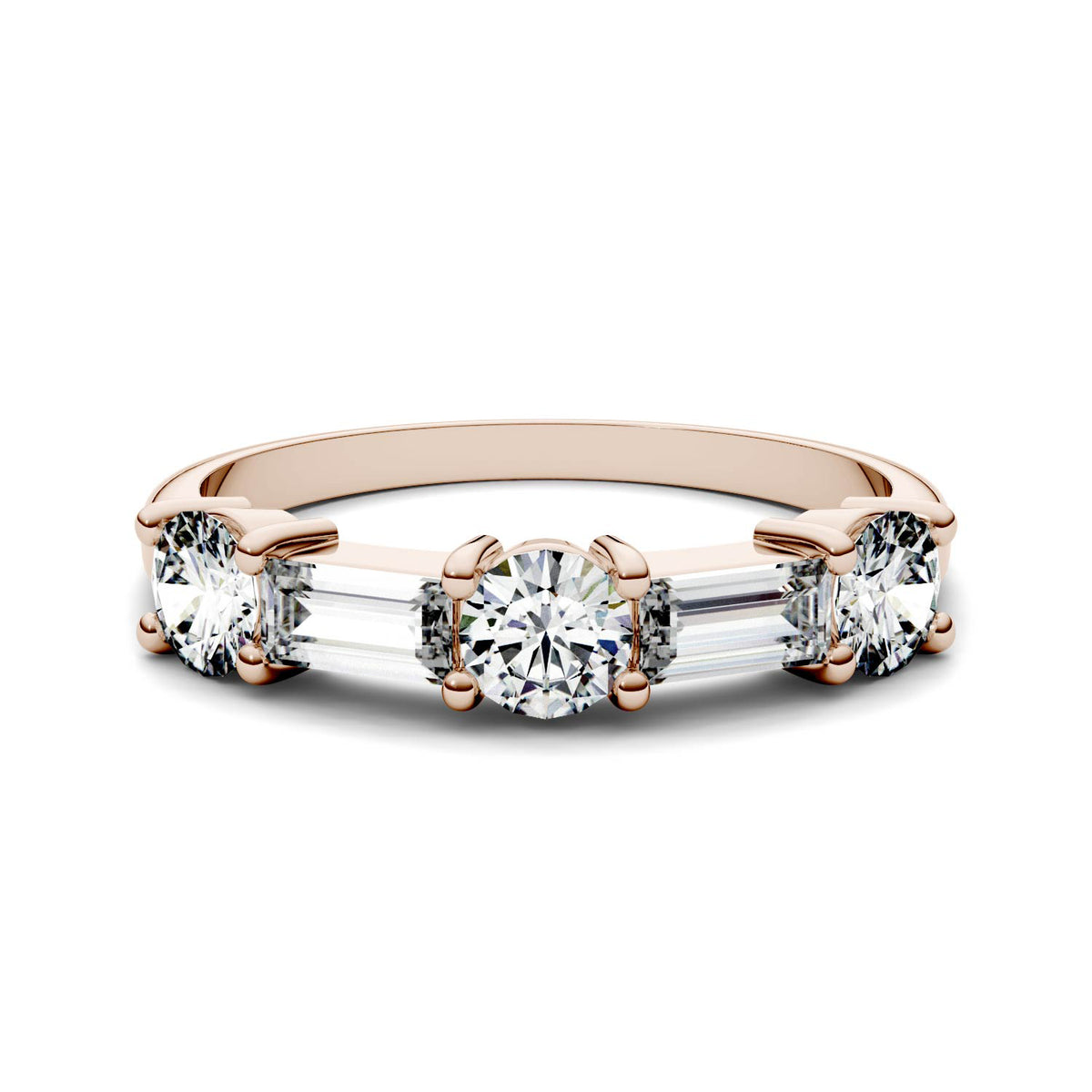 1.15 CTW DEW Straight Baguette Moissanite Band in 14K Rose Gold