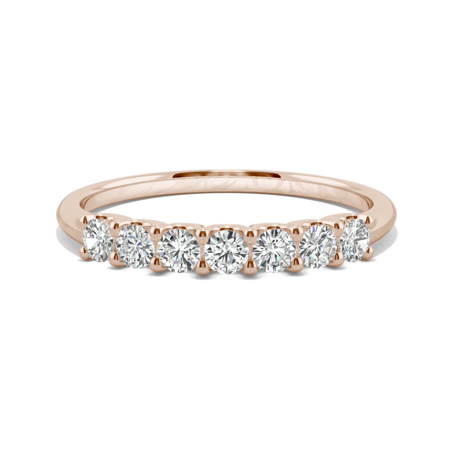 0.42 CTW DEW Round Moissanite Anniversary Ring in 14K Rose Gold