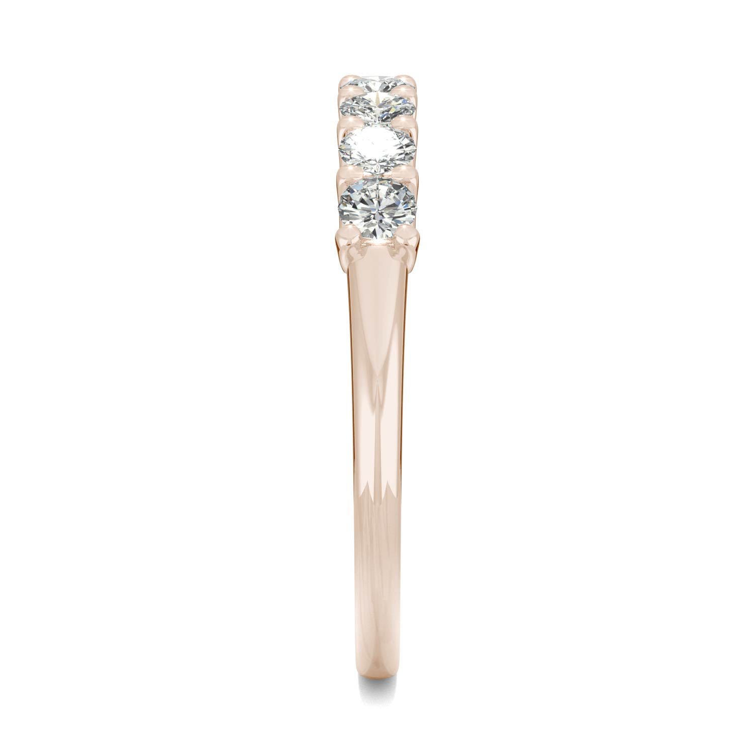 0.42 CTW DEW Round Moissanite Anniversary Ring in 14K Rose Gold