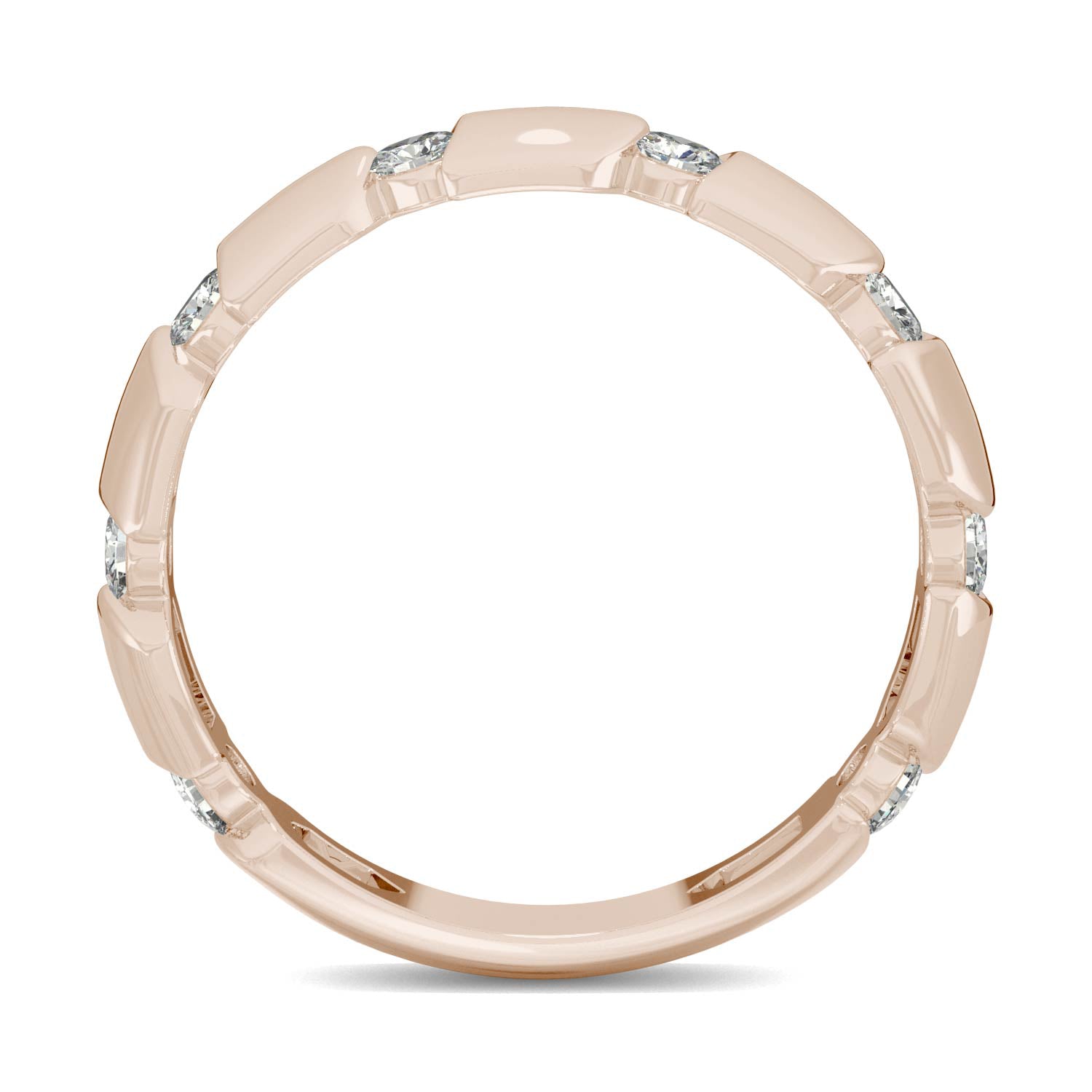 0.48 CTW DEW Round Moissanite Stackable Band in 14K Rose Gold