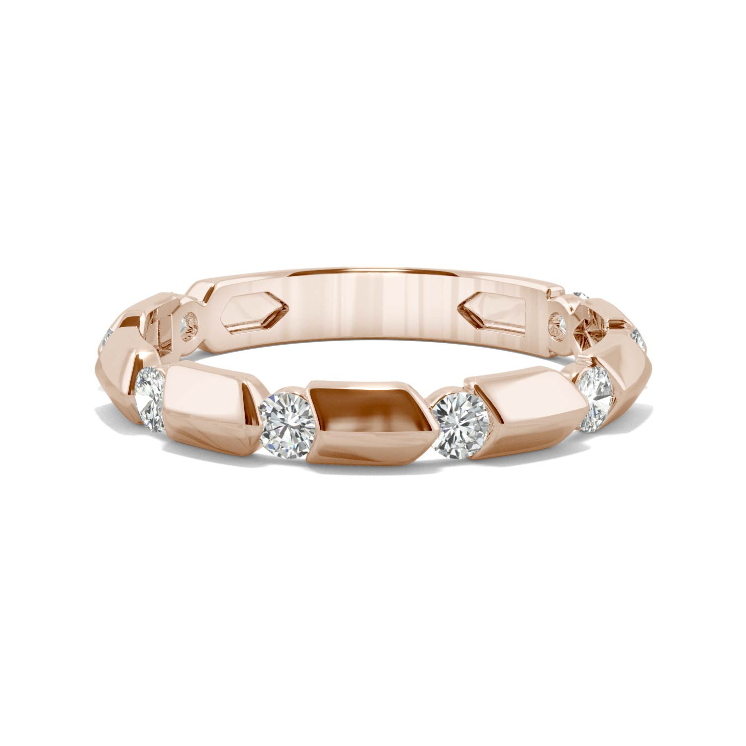 0.48 CTW DEW Round Moissanite Stackable Band in 14K Rose Gold