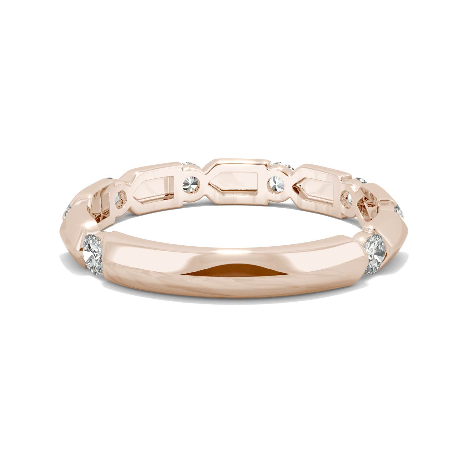 0.48 CTW DEW Round Moissanite Stackable Band in 14K Rose Gold