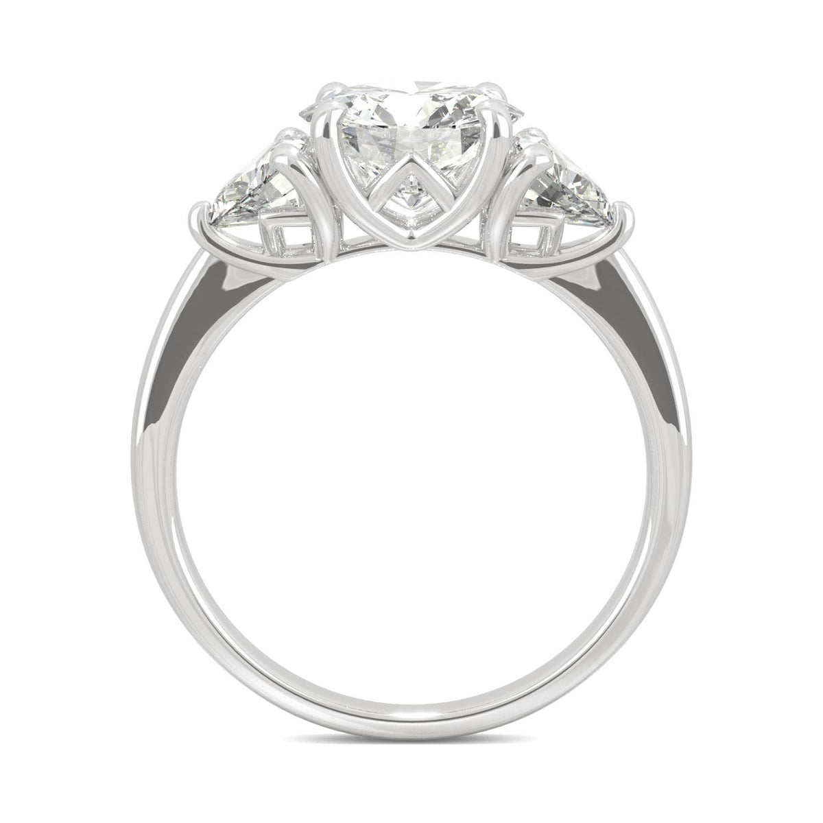 2.70 CTW DEW Round Moissanite Three-Stone Ring in 14K White Gold