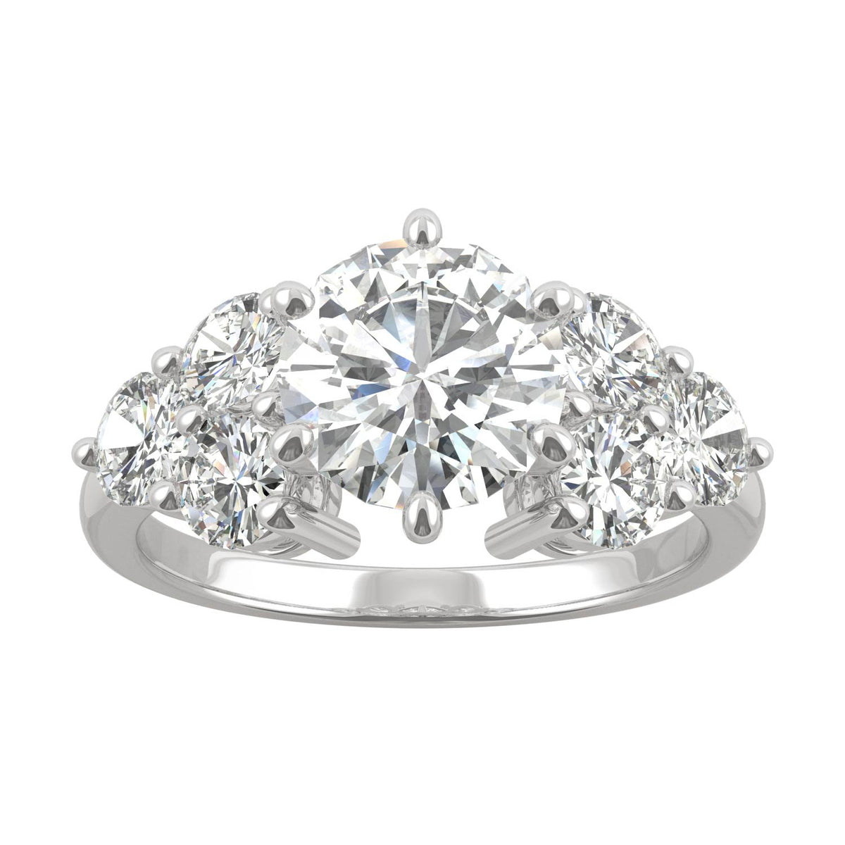 3.28 CTW DEW Round Moissanite Engagement Ring in 14K White Gold