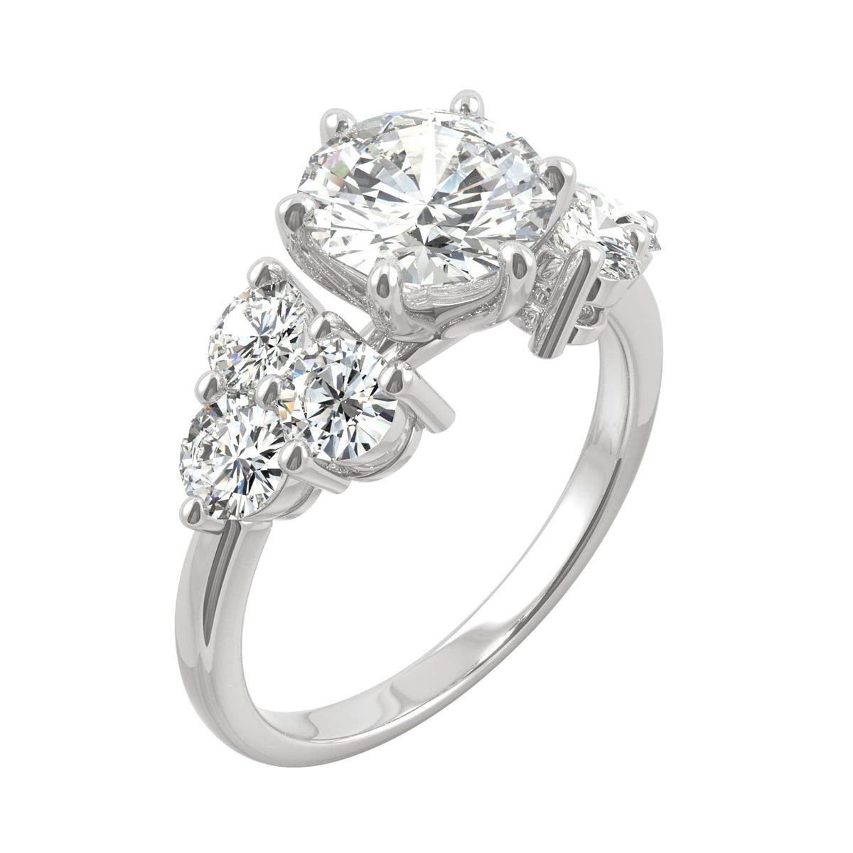 3.28 CTW DEW Round Moissanite Engagement Ring in 14K White Gold
