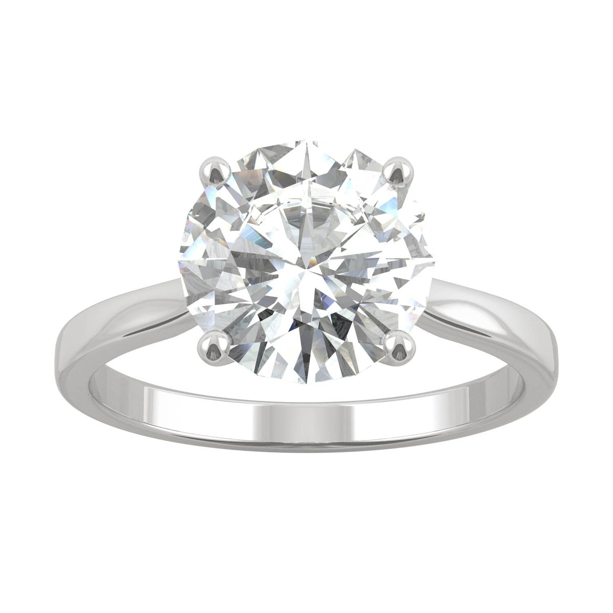 2.70 CTW DEW Round Moissanite Solitaire Ring in 14K White Gold