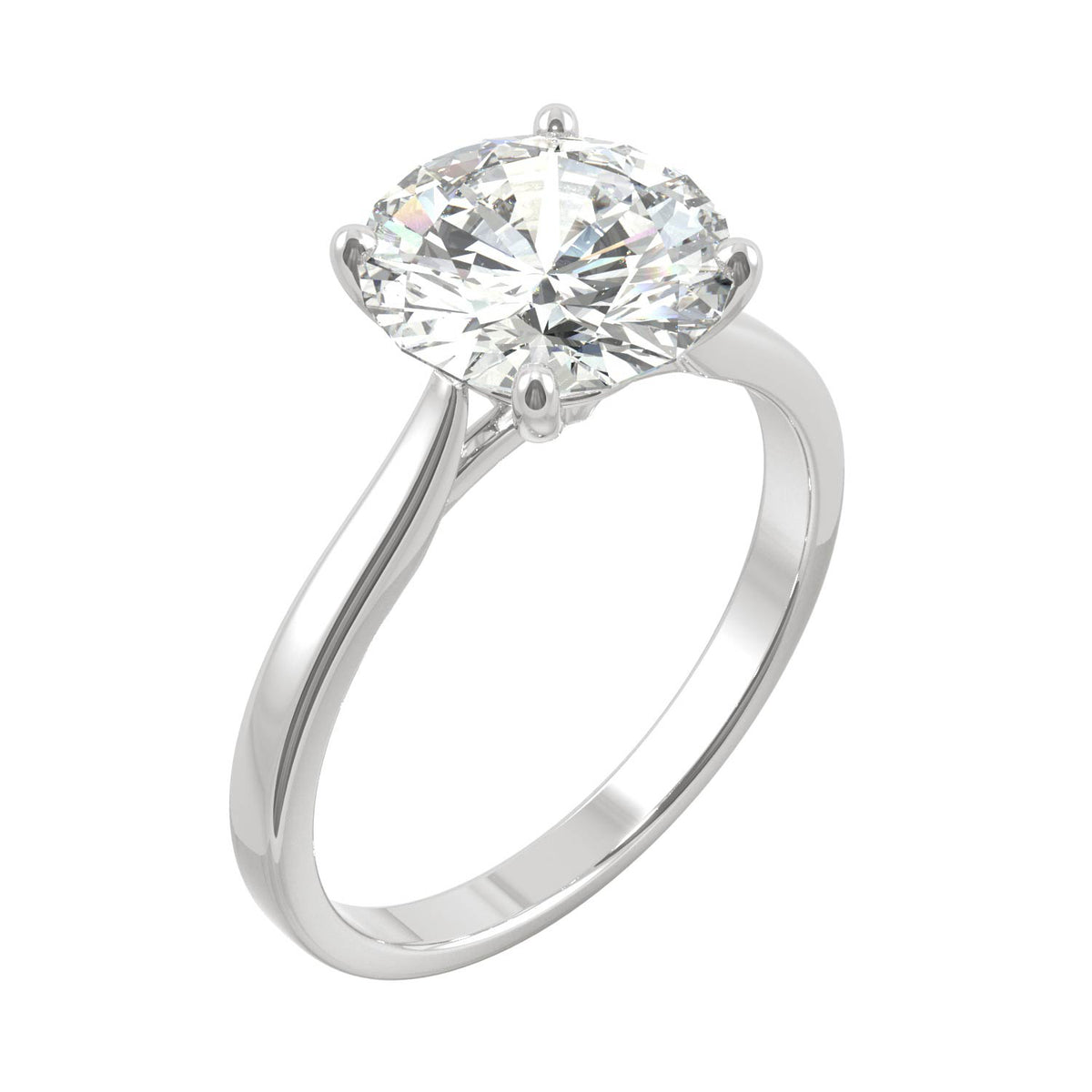 2.70 CTW DEW Round Moissanite Solitaire Ring in 14K White Gold