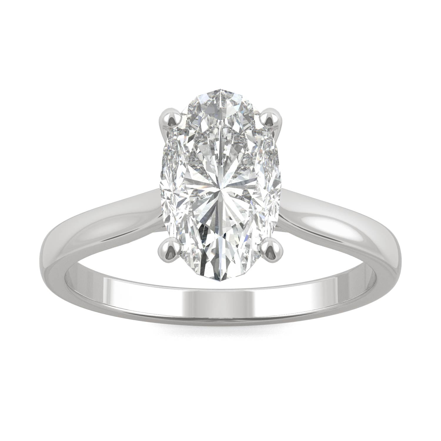 2.30 CTW DEW 14K White Gold Moissanite Elongated Oval Solitaire Engagement Ring