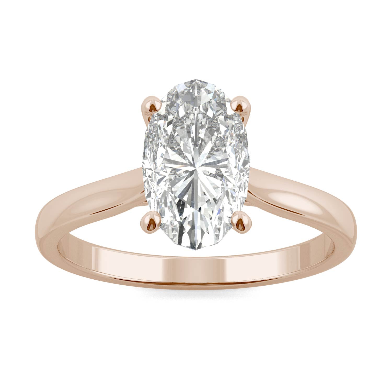 2.30 CTW DEW 14K Rose Gold Moissanite Elongated Oval Solitaire Engagement Ring