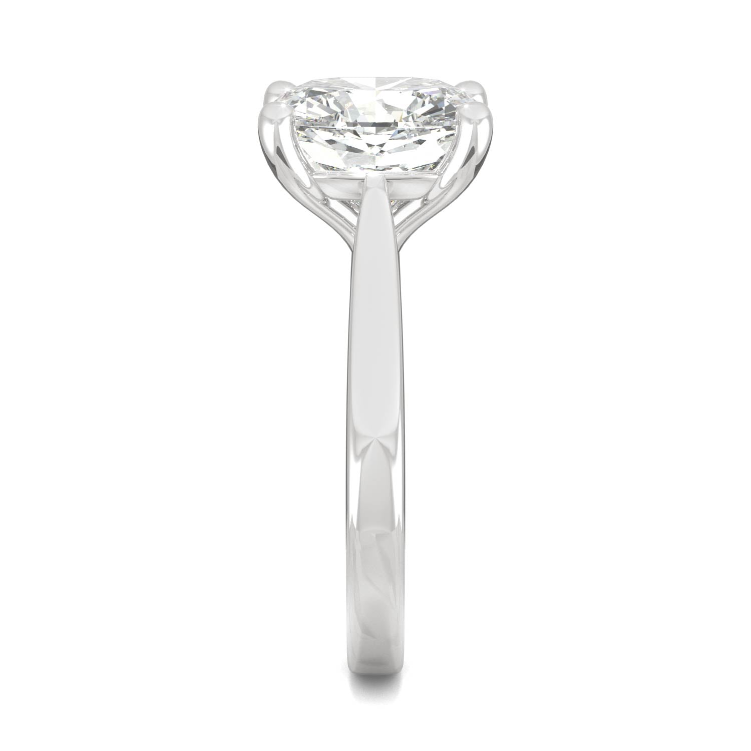 4.20 CTW DEW Cushion Moissanite Cathedral Solitaire Ring in 14K White Gold