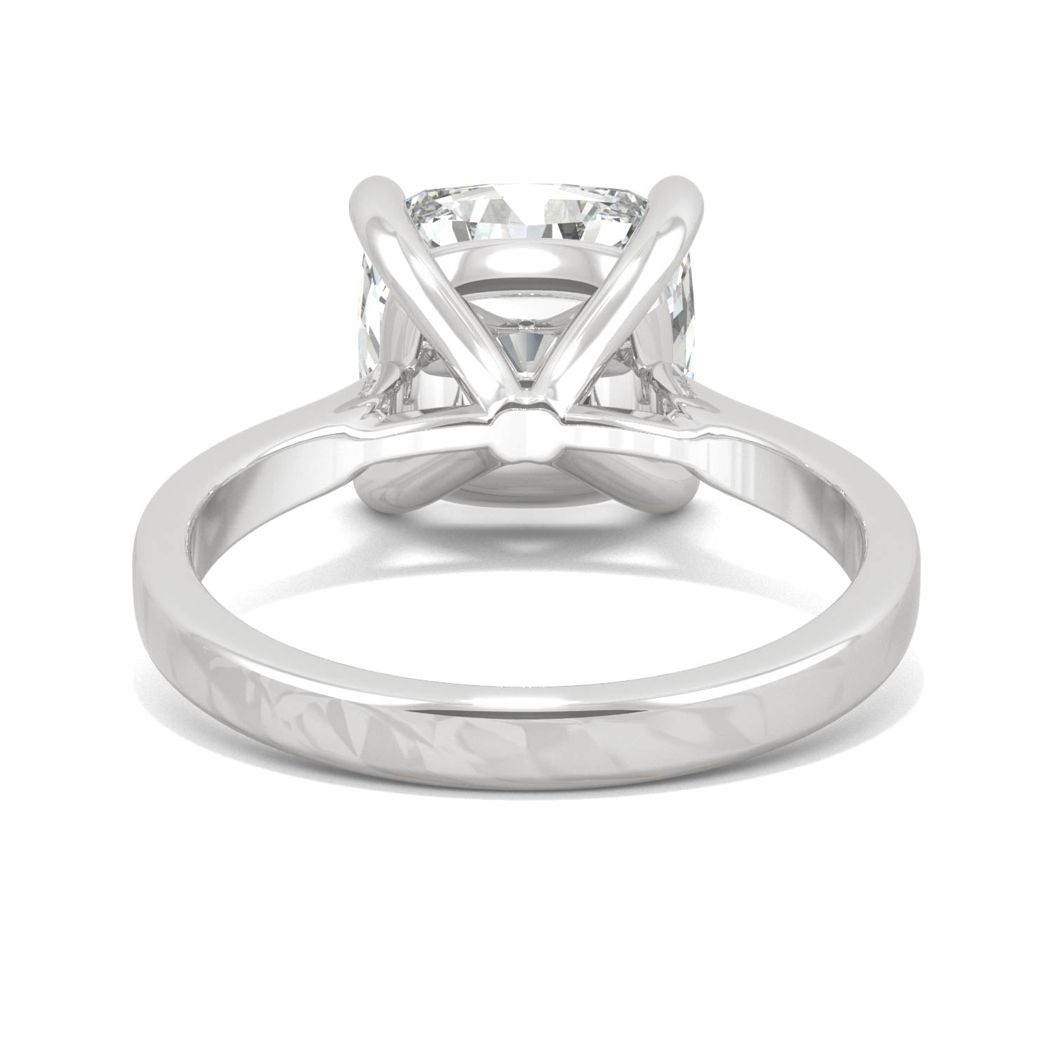 4.20 CTW DEW Cushion Moissanite Cathedral Solitaire Ring in 14K White Gold