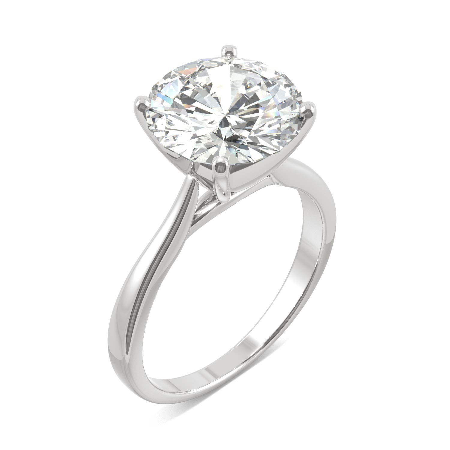 4.20 CTW DEW Round Moissanite Solitaire Engagement Ring in 14K White Gold