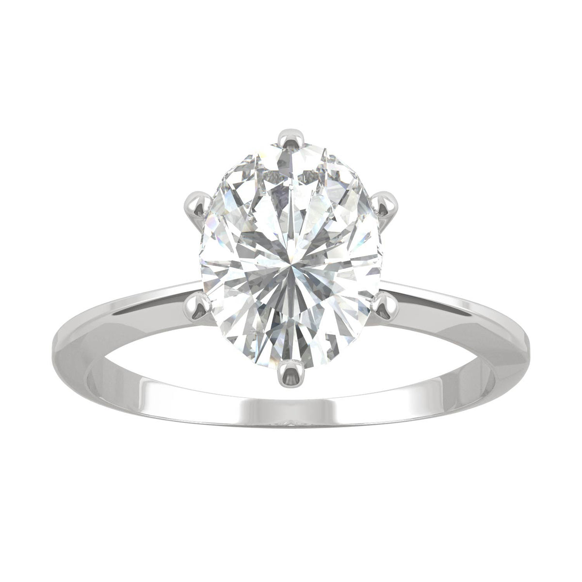 2.10 CTW DEW Oval Moissanite Six-Prong Solitaire Engagement Ring in 14K White Gold