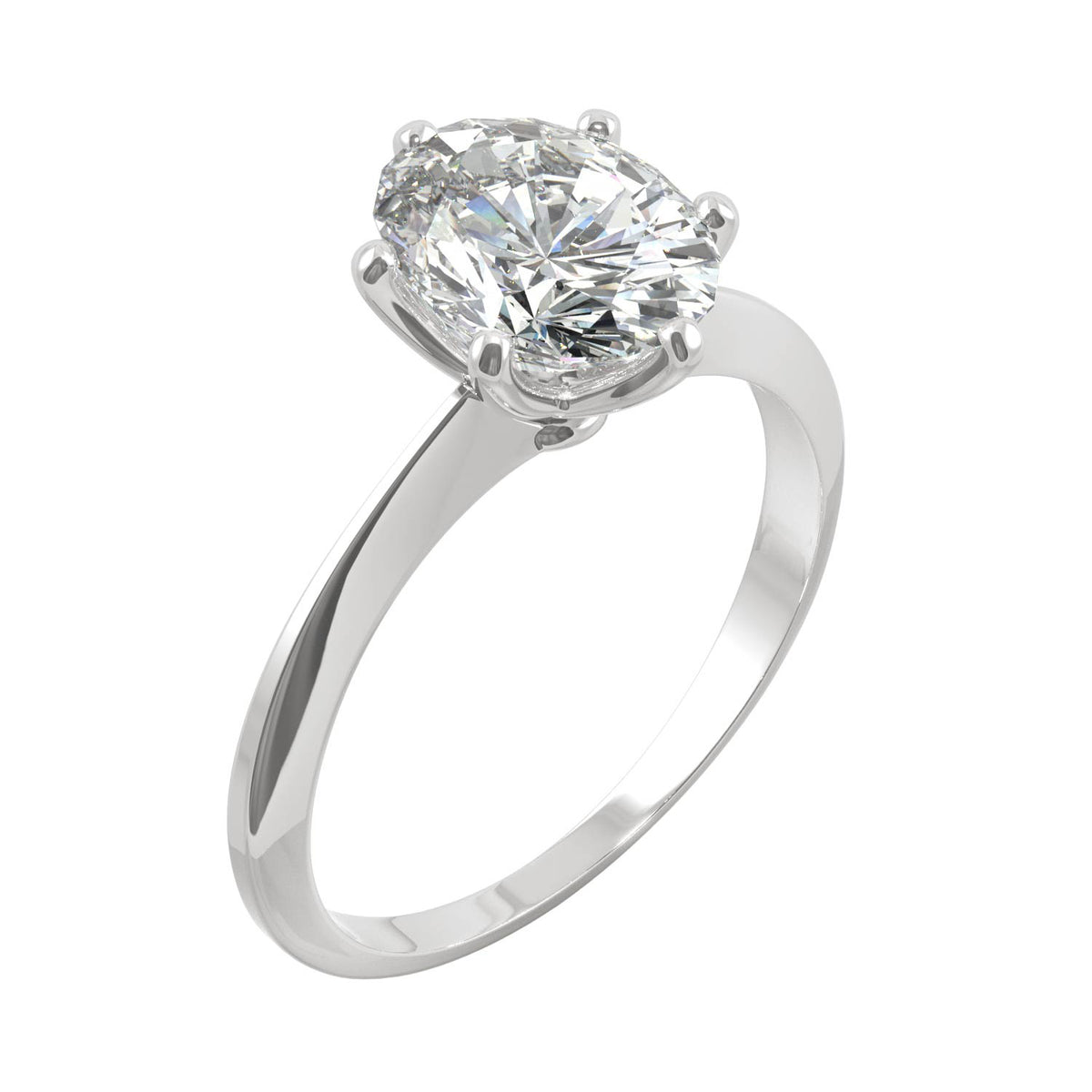 2.10 CTW DEW Oval Moissanite Six-Prong Solitaire Engagement Ring in 14K White Gold