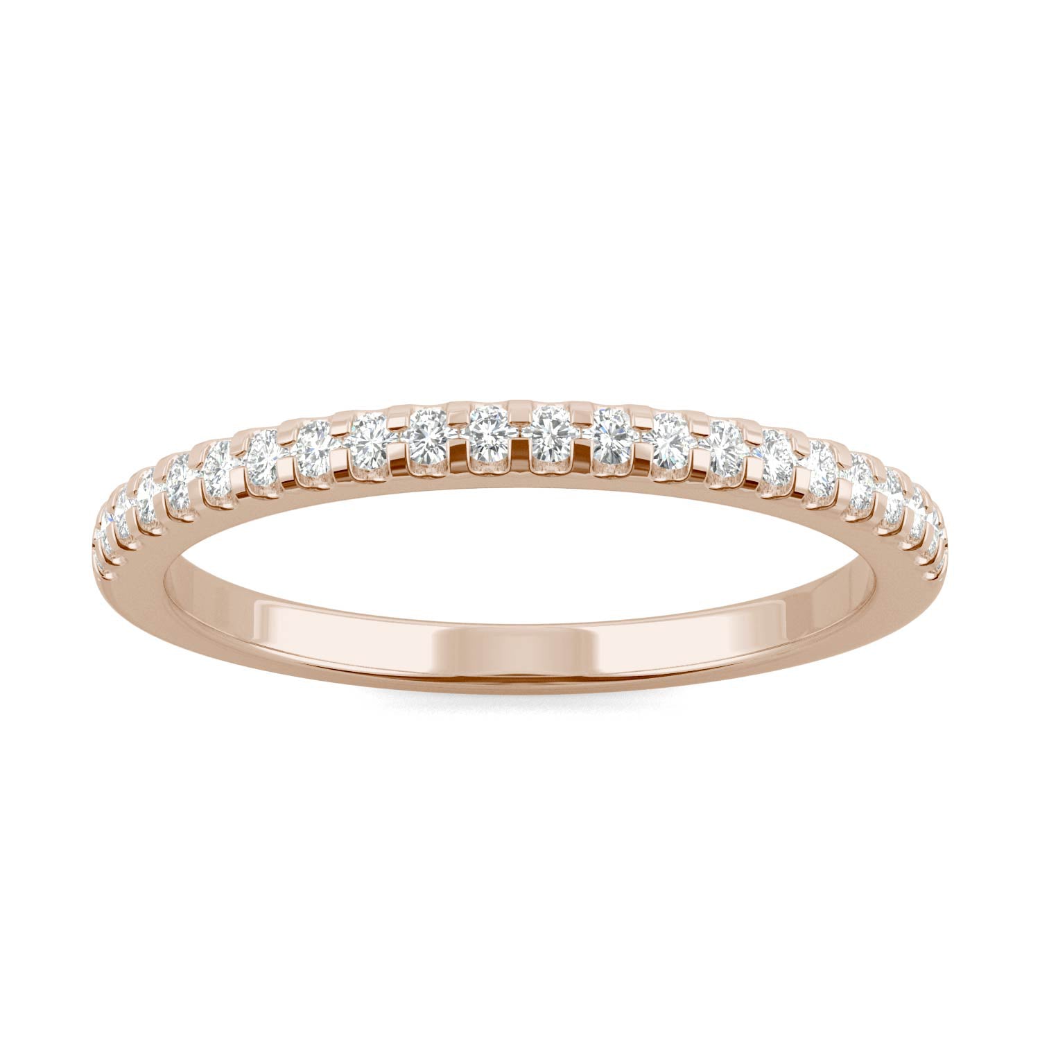 0.22 CTW DEW Round Moissanite Classic Wedding Band in 14K Rose Gold