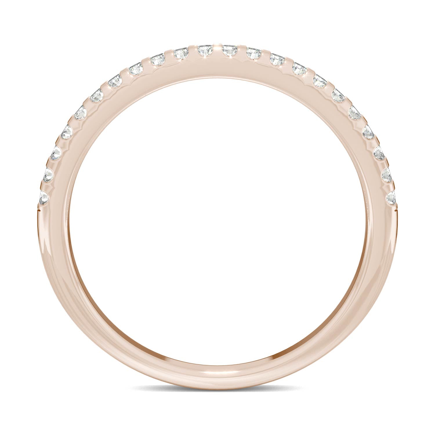 0.22 CTW DEW Round Moissanite Classic Wedding Band in 14K Rose Gold