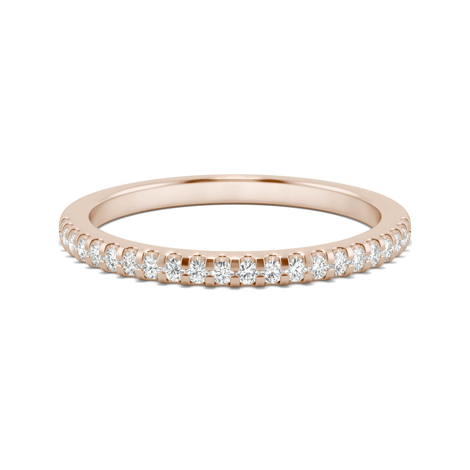 0.22 CTW DEW Round Moissanite Classic Wedding Band in 14K Rose Gold