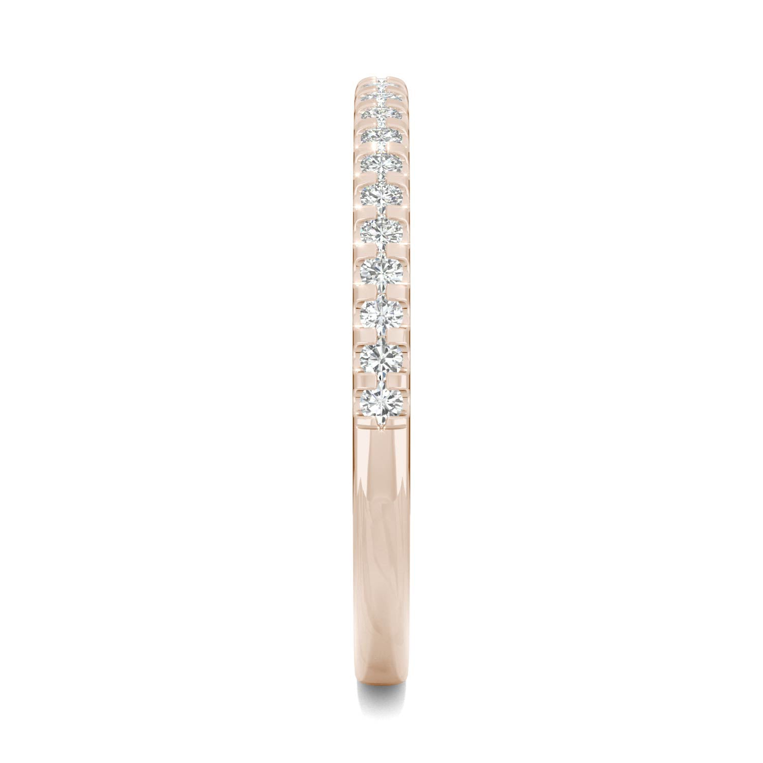 0.22 CTW DEW Round Moissanite Classic Wedding Band in 14K Rose Gold
