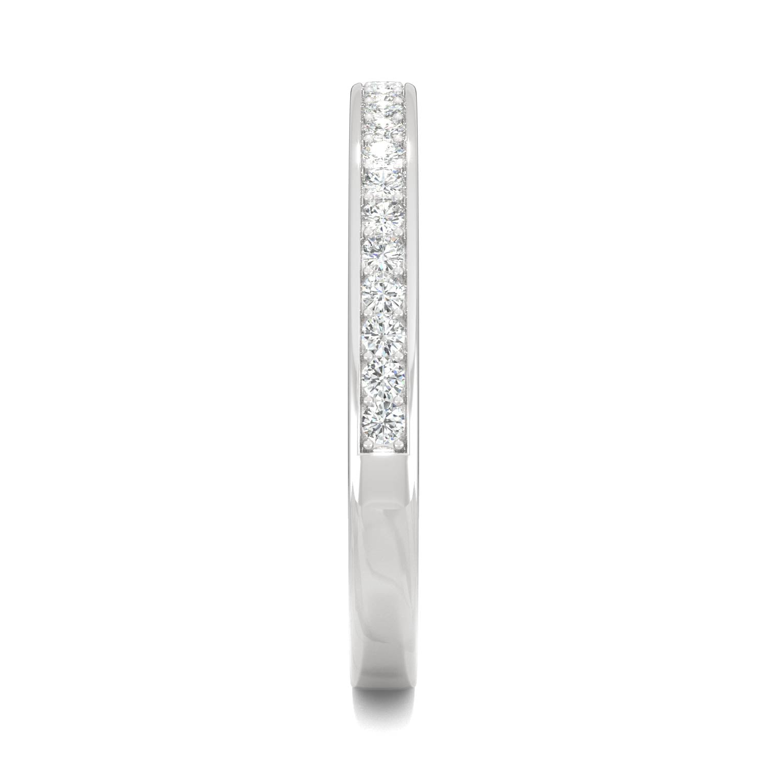 0.22 CTW DEW Round Moissanite Bead Set Wedding Band in 14K White Gold