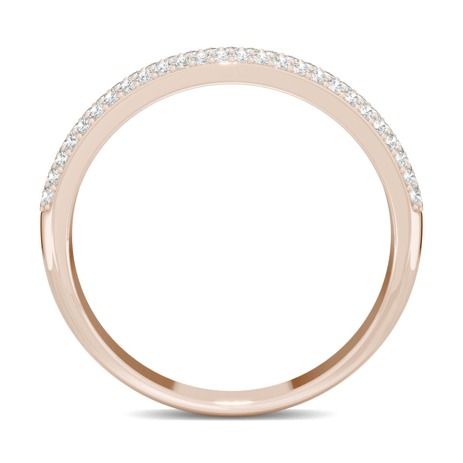 0.52 CTW DEW Round Moissanite Three-Row Pavé Wedding Band in 14K Rose Gold