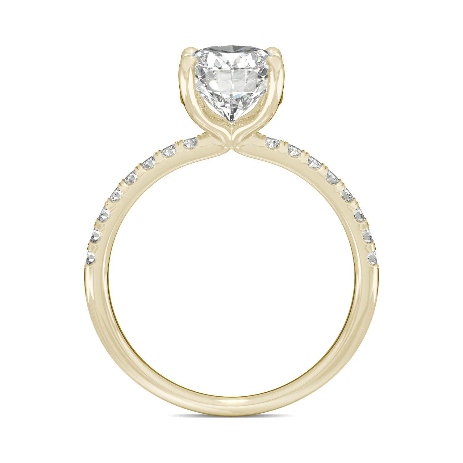2.34 CTW DEW Oval Moissanite Side-Stone Engagement Ring in 14K Yellow Gold