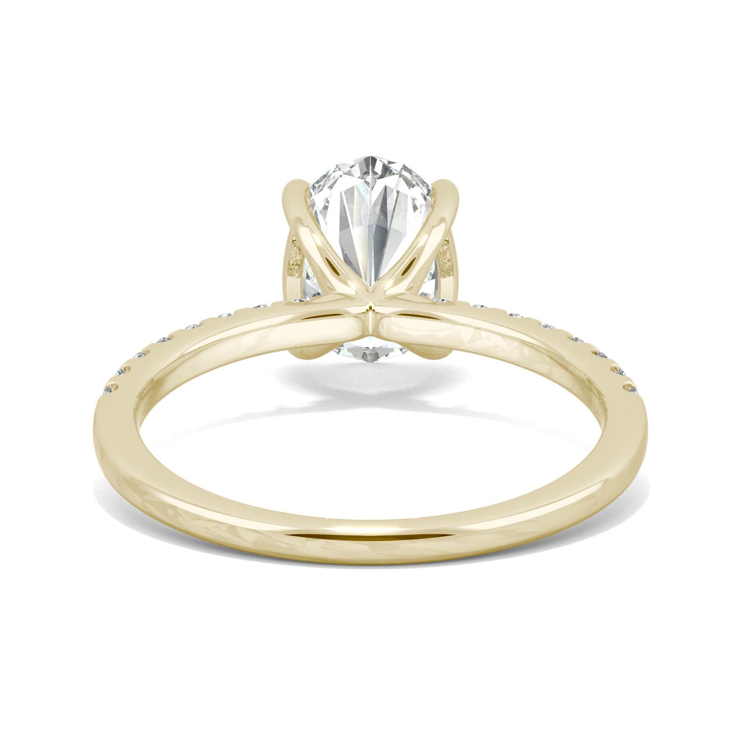 2.34 CTW DEW Oval Moissanite Side-Stone Engagement Ring in 14K Yellow Gold
