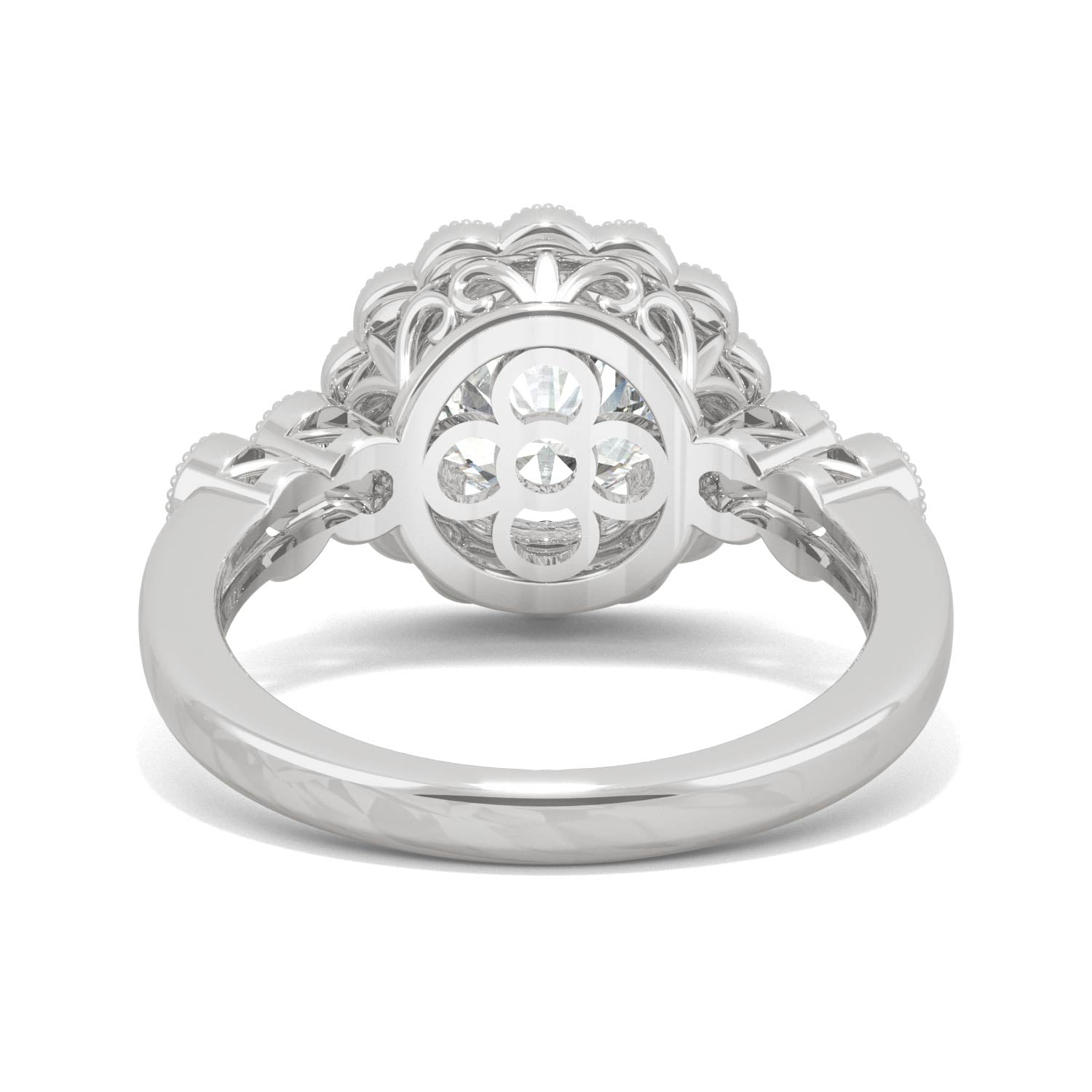2.56 CTW DEW Round Moissanite Milgrain Accented Halo Engagement Ring in 14K White Gold