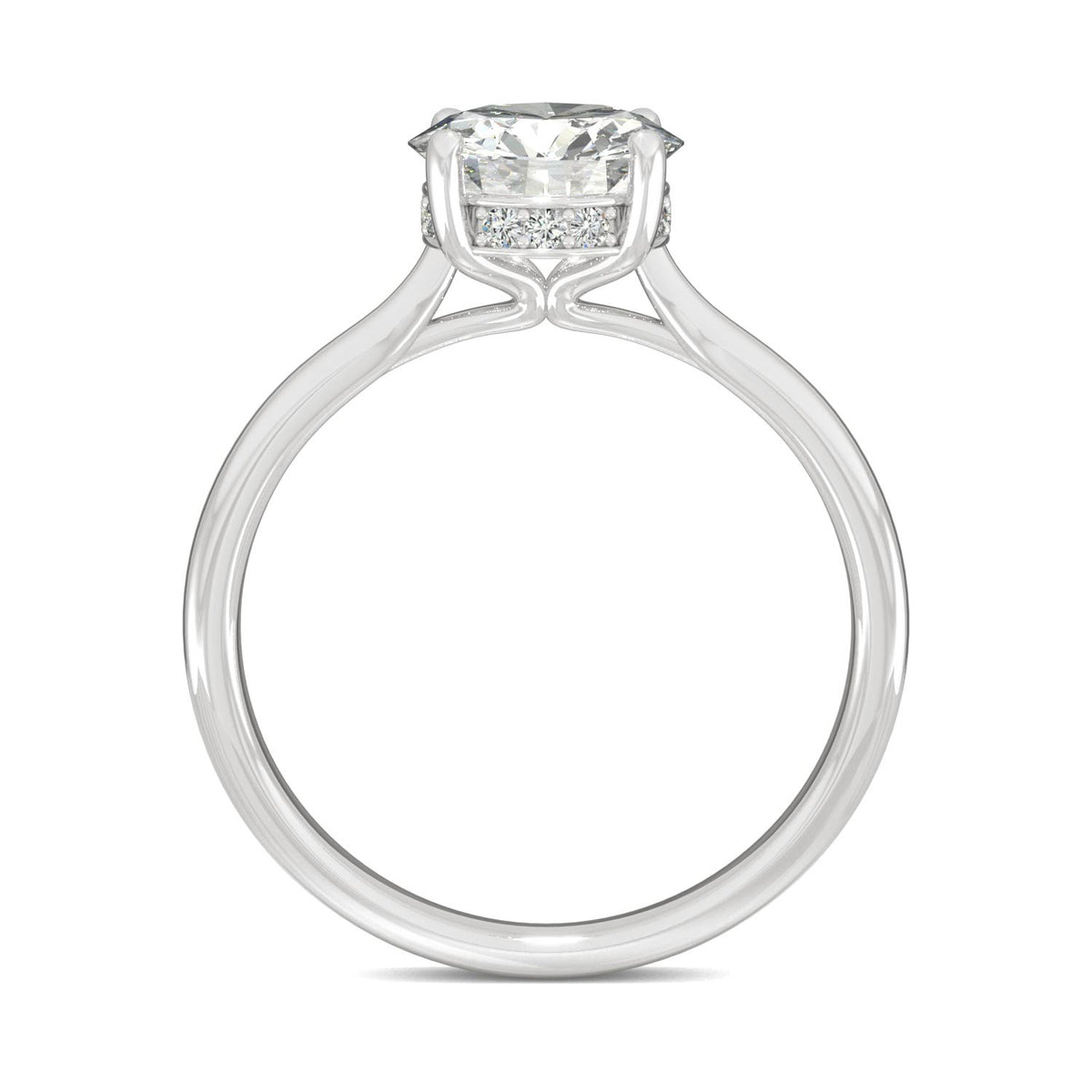 1.58 CTW DEW Round Moissanite Hidden Halo Engagement Ring in 14K White Gold