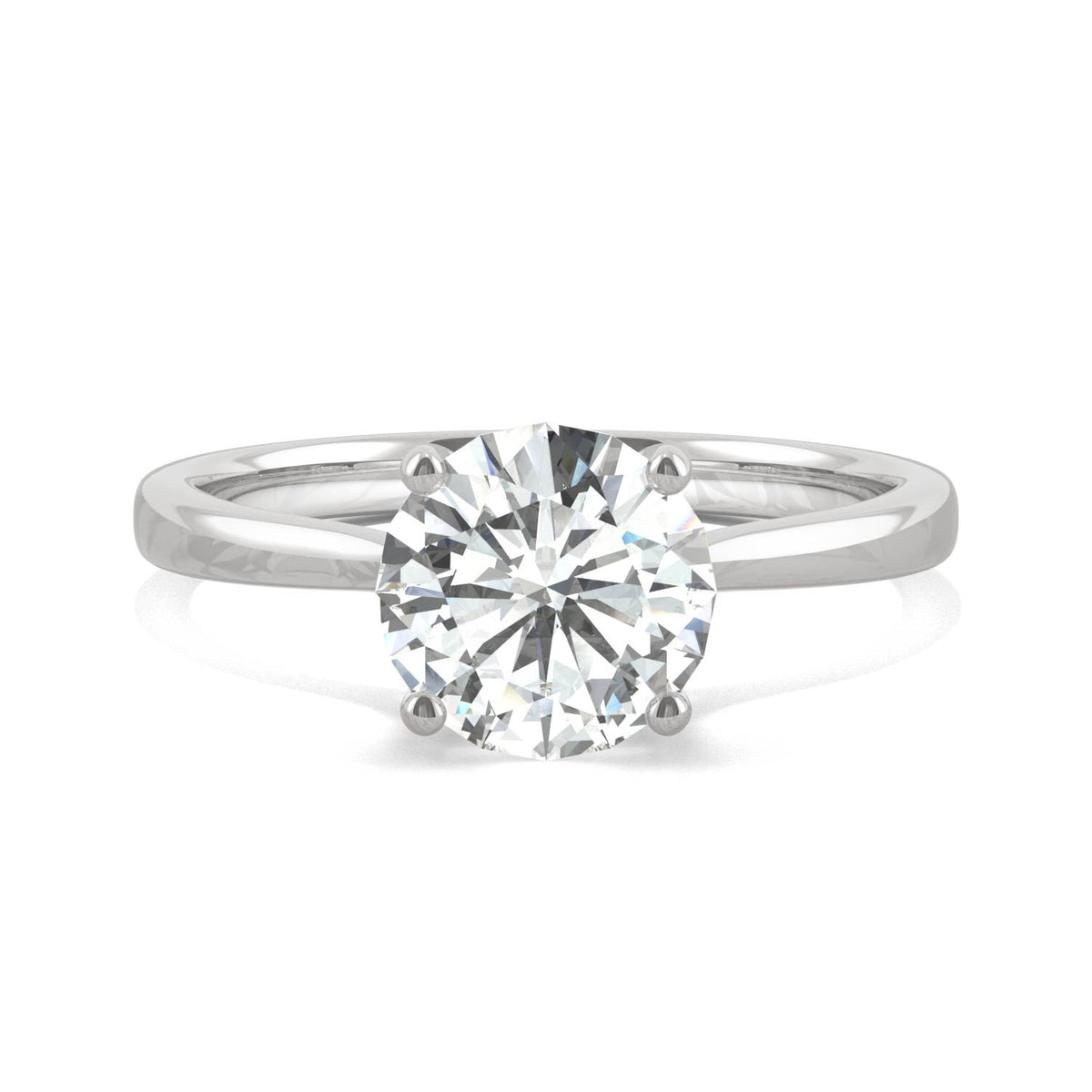 1.58 CTW DEW Round Moissanite Hidden Halo Engagement Ring in 14K White Gold