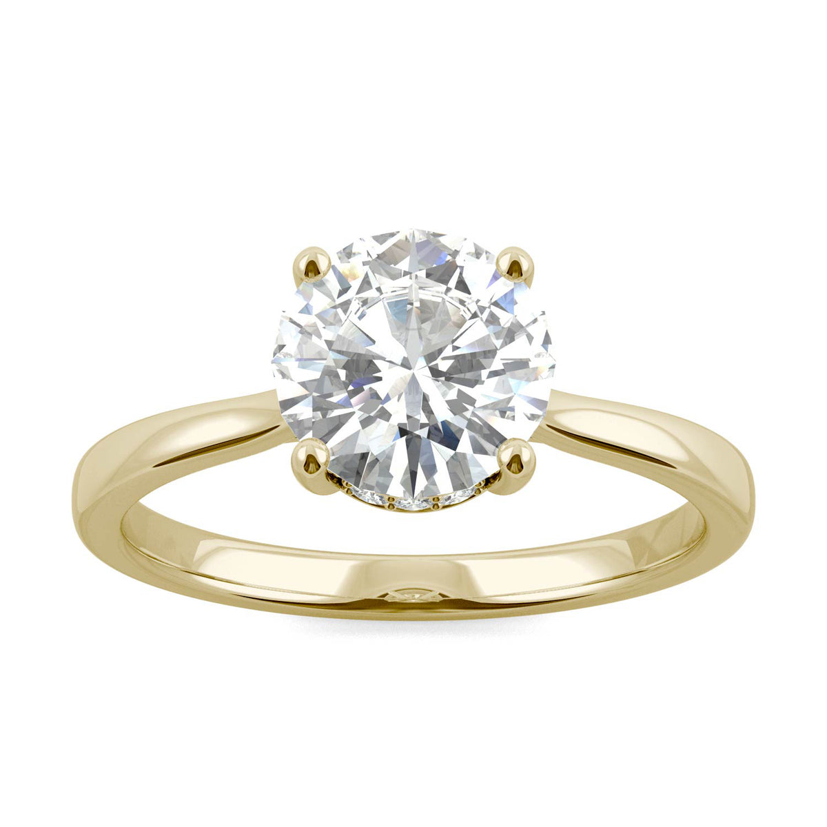 1.58 CTW DEW Round Moissanite Hidden Halo Engagement Ring in 14K White Gold