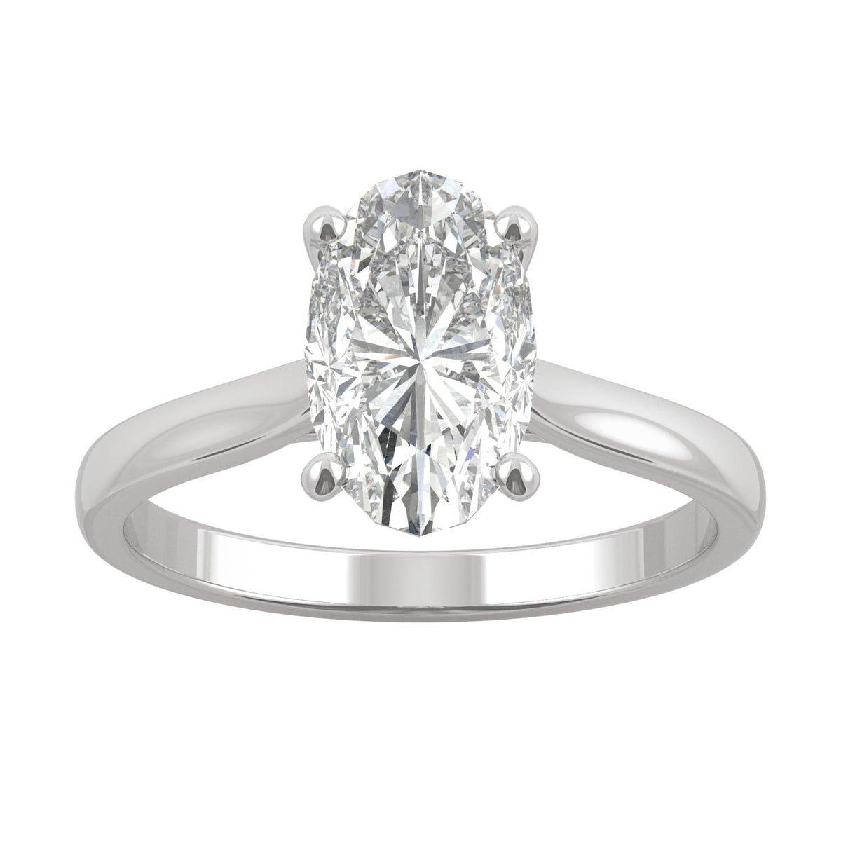 2.30 CTW DEW 14K White Gold Moissanite Elongated Oval Solitaire Engagement Ring