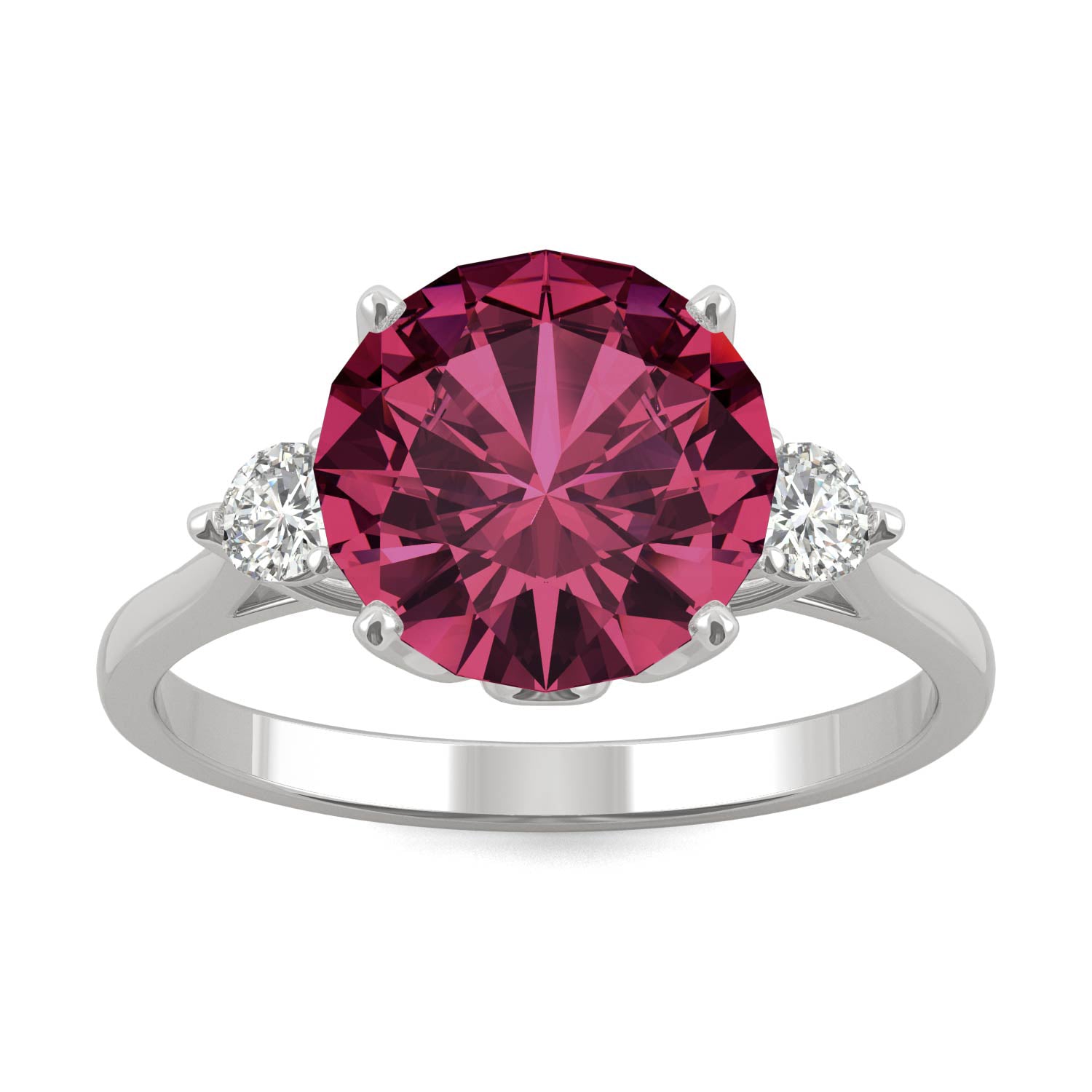 3.55 CTW DEW Round Ruby Engagement Ring in 14K White Gold