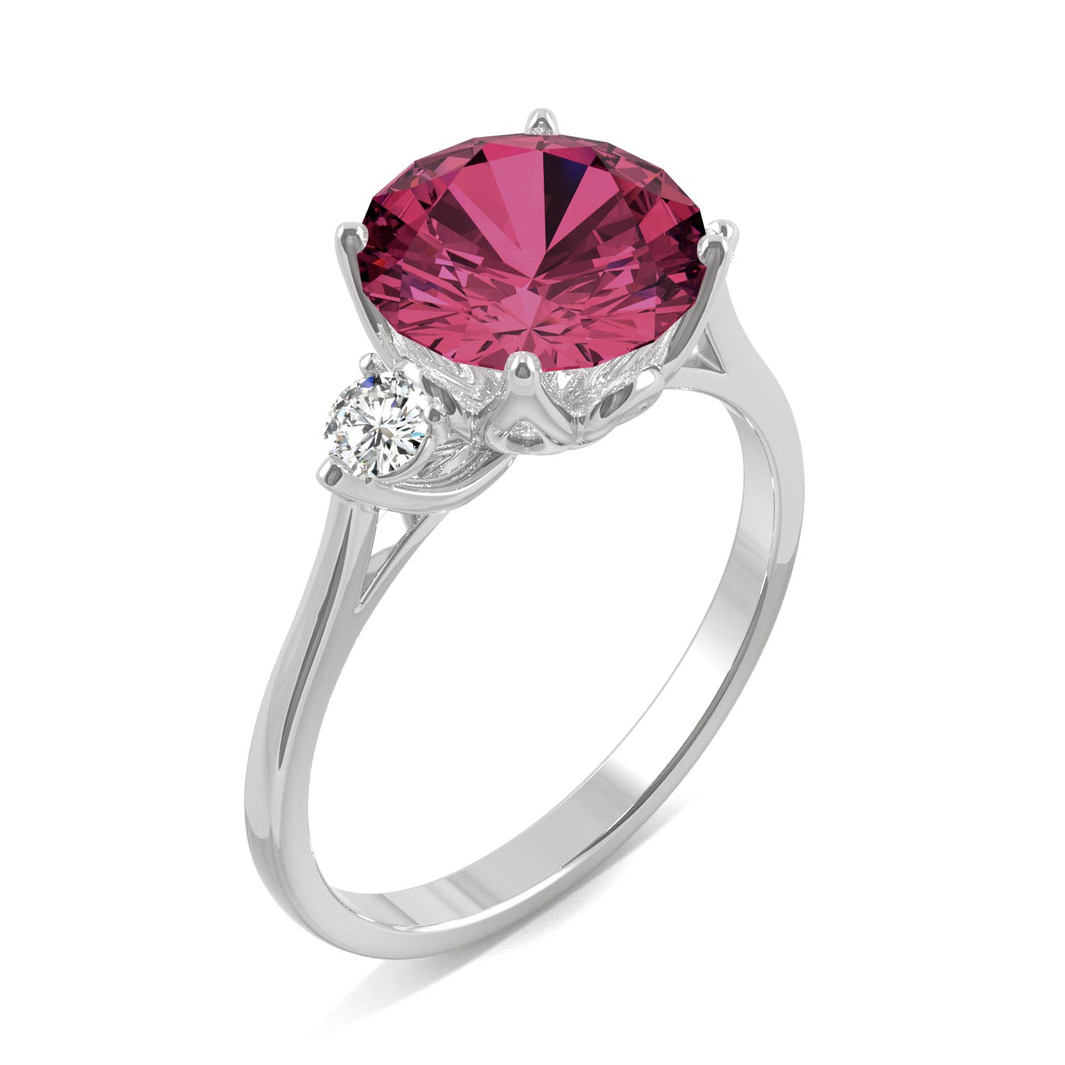 3.55 CTW DEW Round Ruby Engagement Ring in 14K White Gold