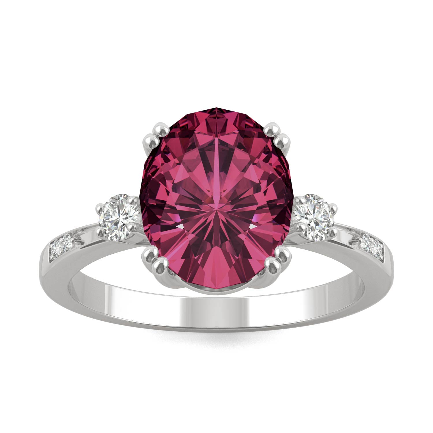 3.64 CTW DEW Oval Ruby Basket Ring in 14K White Gold