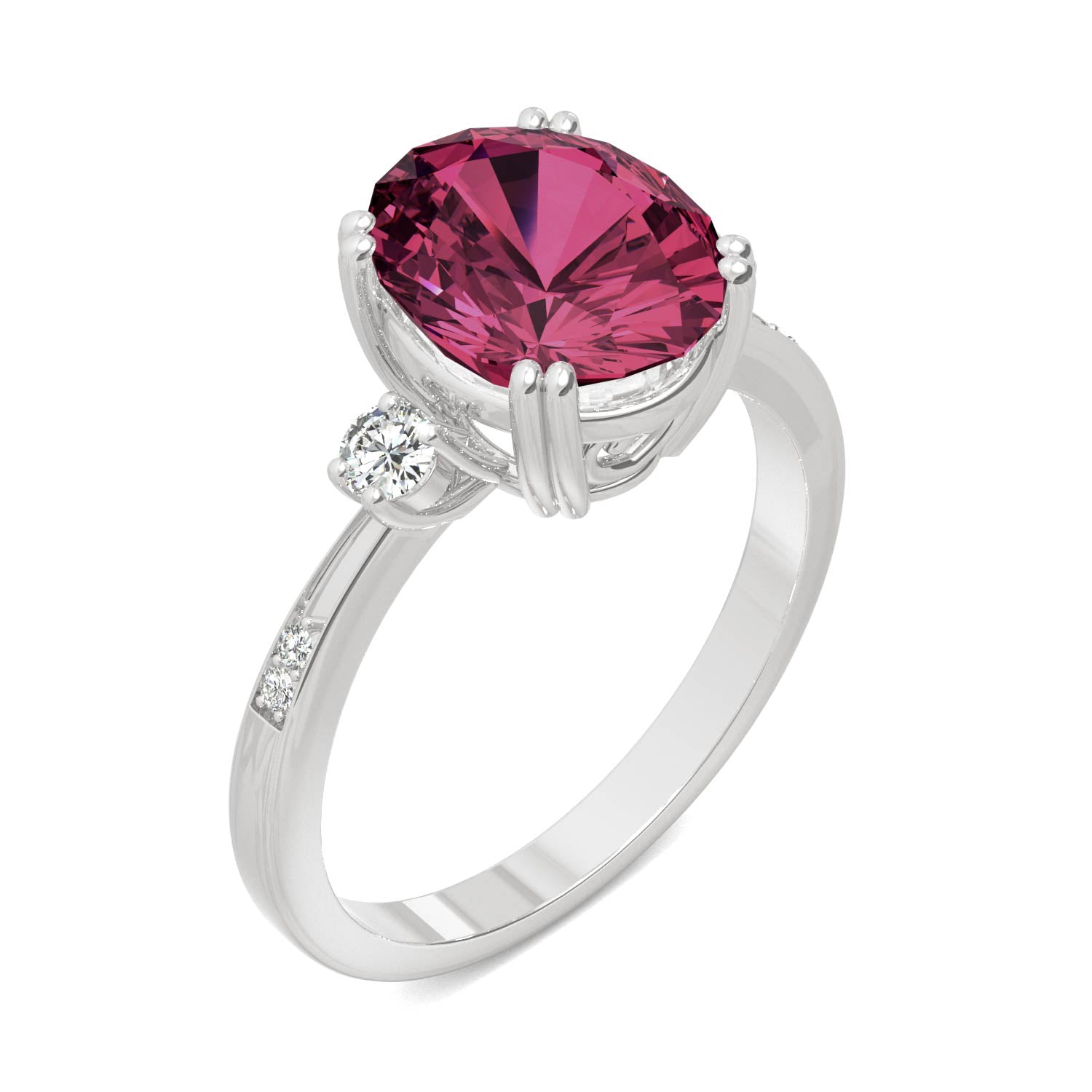 3.64 CTW DEW Oval Ruby Basket Ring in 14K White Gold