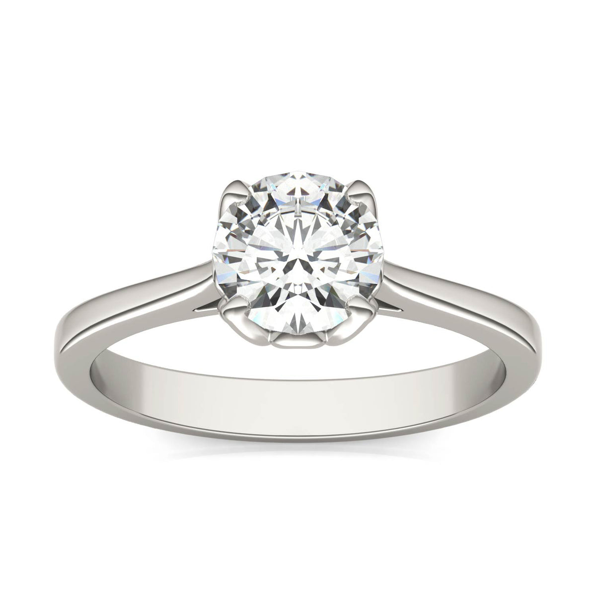 1.00 CTW DEW Round Moissanite Solitaire Engagement Ring in 14K White Gold