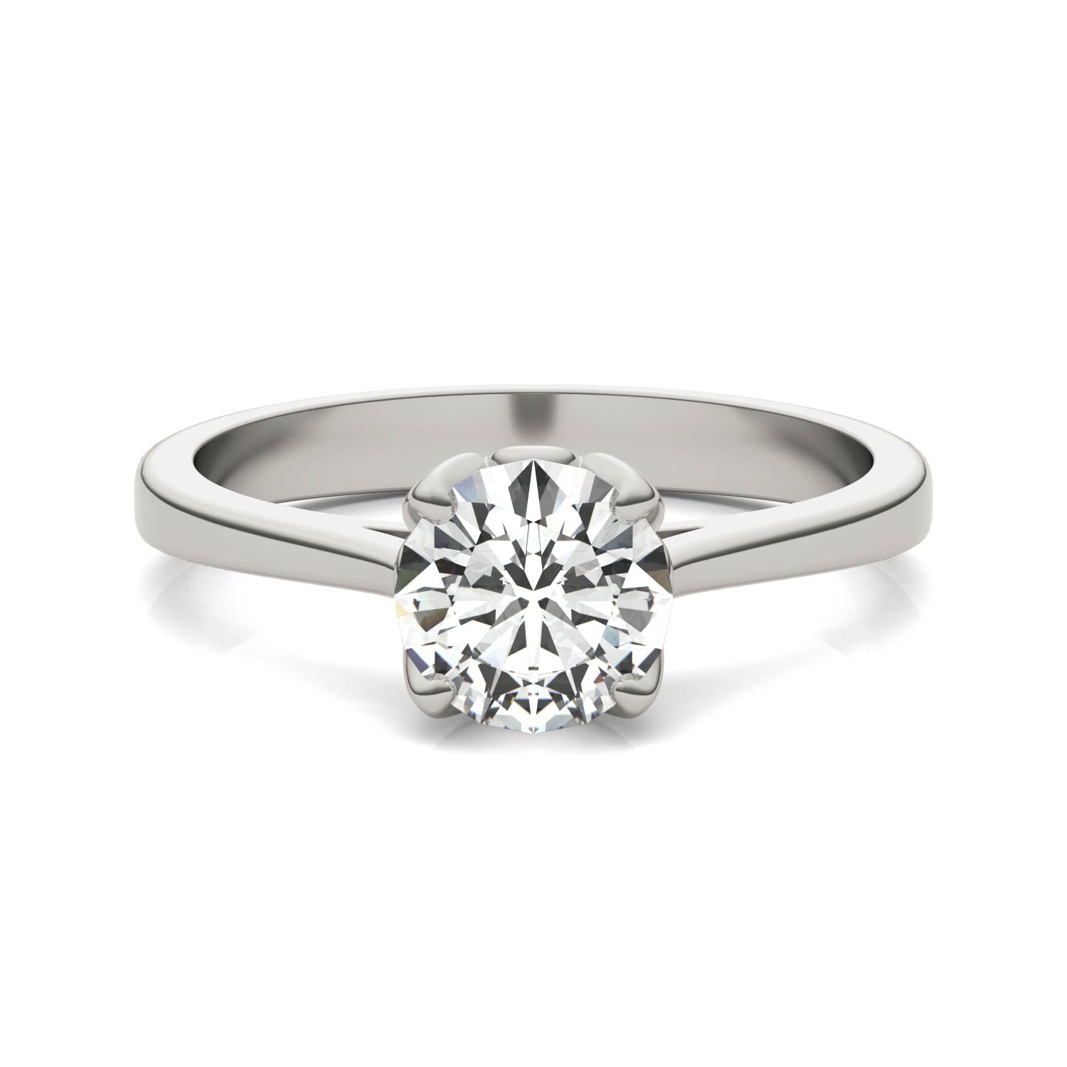 1 CTW DEW Round Moissanite Solitaire Engagement Ring in 14K White Gold