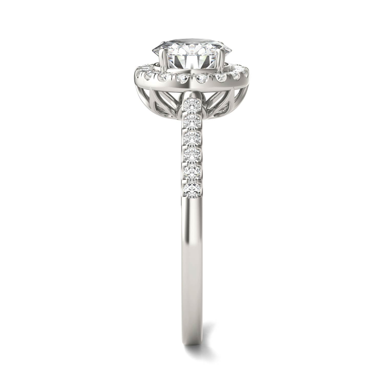 1.45 CTW DEW Round Moissanite Halo Engagement Ring in 14K White Gold