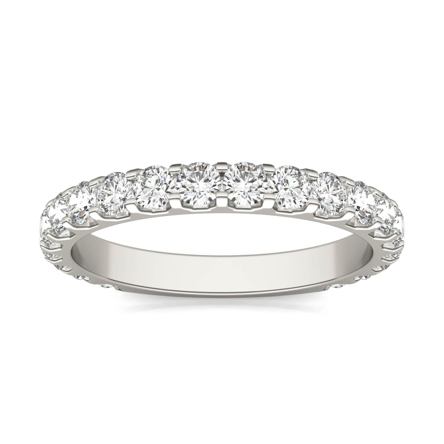 1.00 CTW DEW Round Moissanite Classic Anniversary Band in 14K White Gold